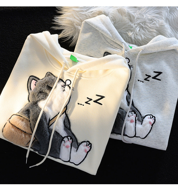 Ragdoll Flocking Hooded Sweater Couple Jacket