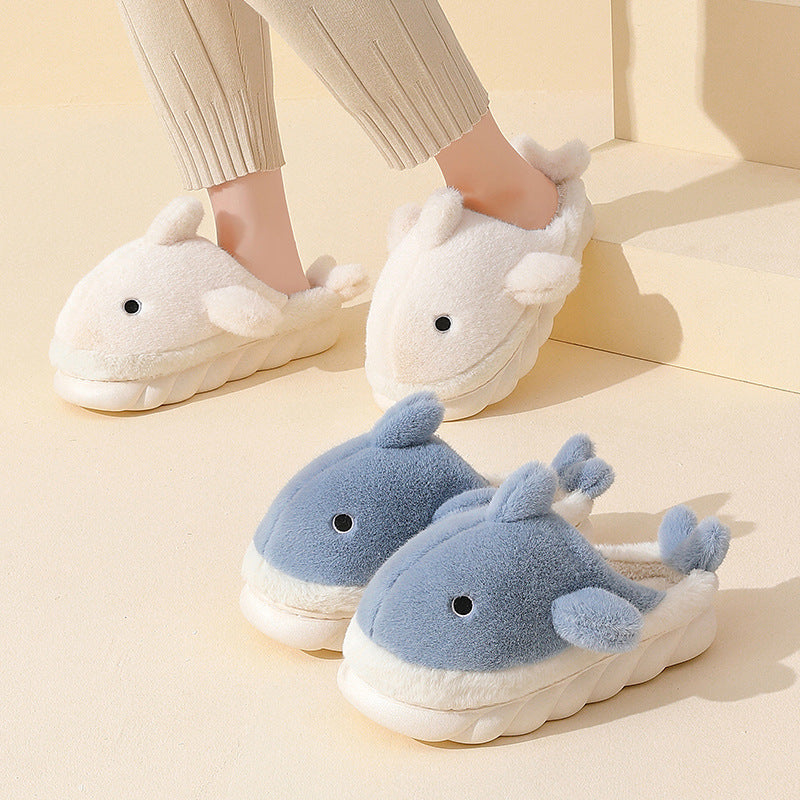 Shark Slippers Soft Sole Furry Shoes Home Bedroom Slippers Women