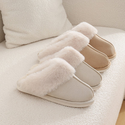 Winter Warm Plush Home Slippers Indoor Fur Slippers Women Soft Lined Cotton Shoes Comfy Non-Slip Bedroom Fuzzy House Shoes Women Couple